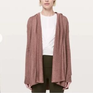 Lululemon Cardigan Open Sweater Hooded Cozy Wrap Pink color size Small 4
